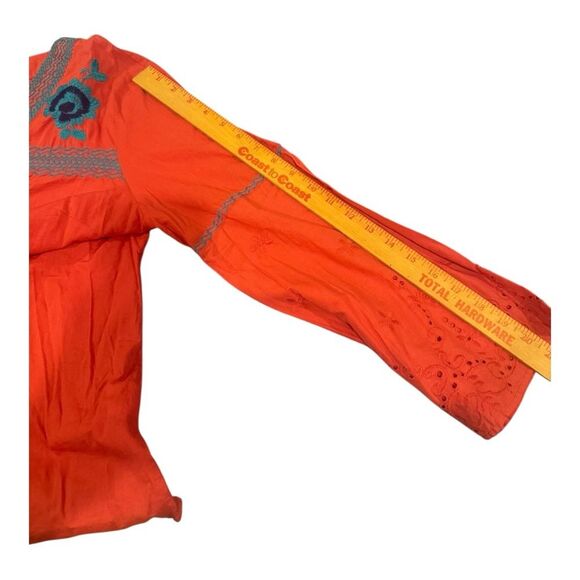 Wrangler Retro Embroidered Boho Blouse Orange Teal Floral Womens Size XXL - Picture 7 of 11